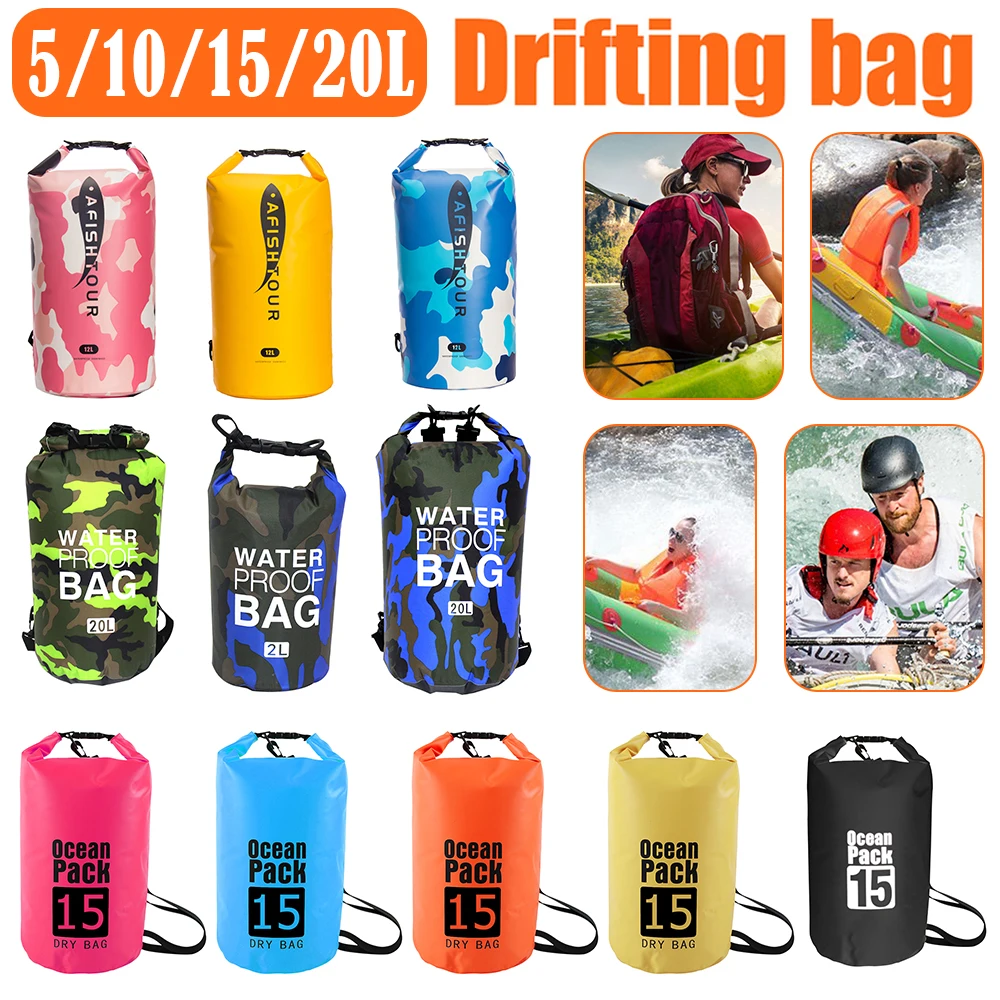 

5/10/15/20L Outdoor Waterproof Dry Sack Camouflage Color For Drifting Swimming Trekking Kayaking Storage Drifting Rafting Bag