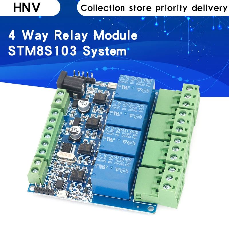 

Modbus RTU 4 Way Relay Module DIY STM8S103 System 4 Road Input 485 Communication