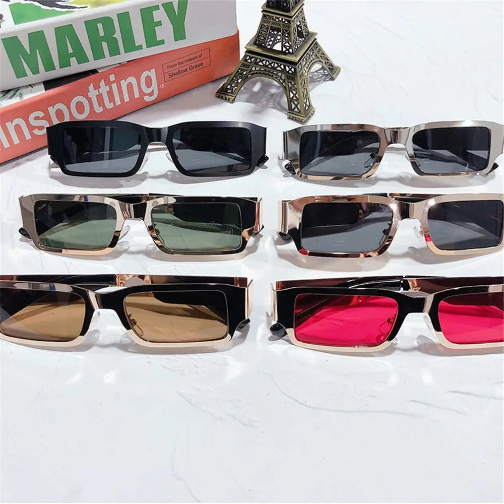 

Women Gothic Aesthetic UV400 Shades Metal Frame Rectangle Sunglasses Fashion Sunglasses Sun Glasses