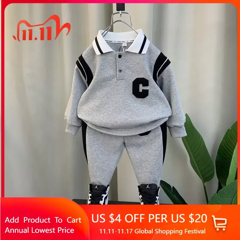 

Spring Autumn Active baby boy clothesSets Sports Suit Children Tracksuit Boys Long Sleeve Letter T-Shirt Pant 2Pcs Suit 2-12Y