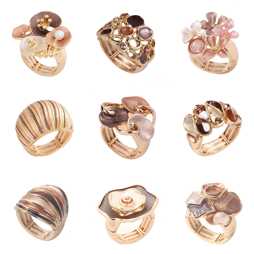 Женские геометрические кольца в форме цветка капельного масла