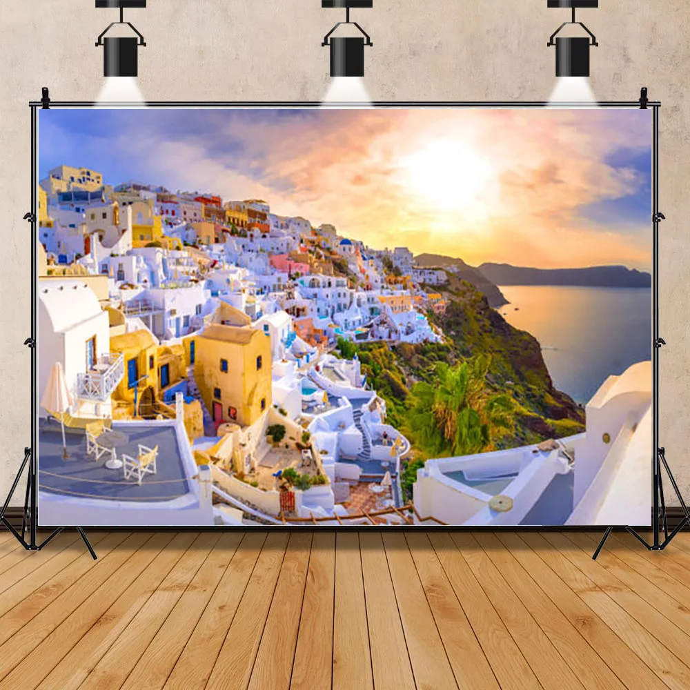 

Architecture in Oia Town Greece Scenery of Santorini Island and White Architectural Photography Background XL-07
