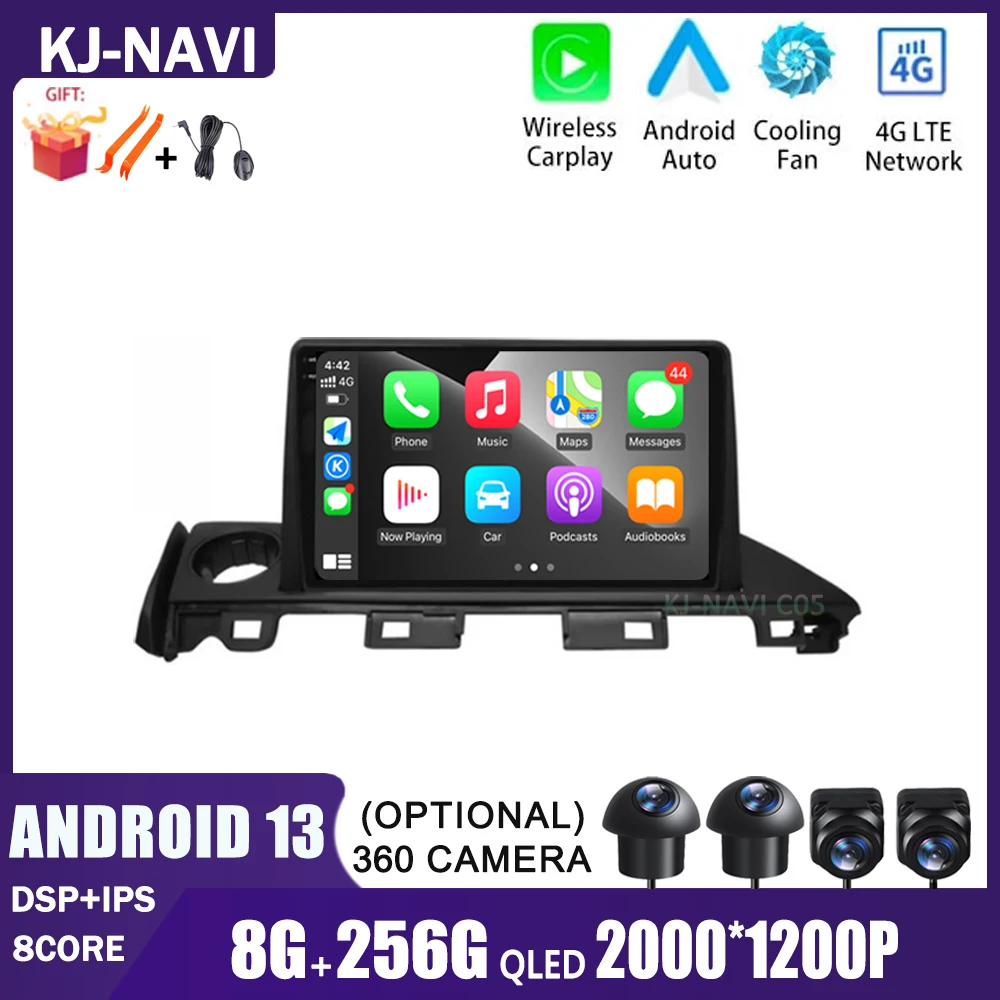 9Inch Android 13.0 For Mazda 6 Mazda6 III 3 GJ GL 2015 - 2018 Car Radio Video Player GPS Carplay Navigation Stereo BT