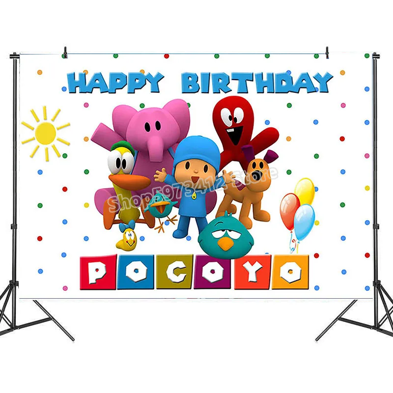 Виниловый фон для фотосъемки с изображением героев мультфильмов аниме Pocoyo
