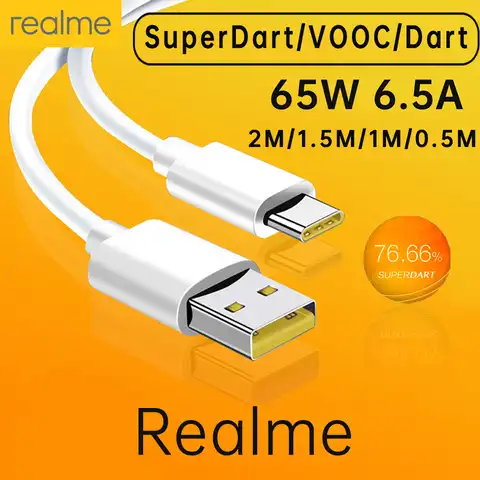 Оригинальный кабель Realme типа C, телефонные кабели 65 Вт 50 Вт 6.5A, супер быстрая зарядка, супер Дротика Vooc Real Me 7 pro 8 8i 9pro 9i 6 X50 GT GT2