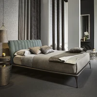 Italian style light luxury style high-end custom stainless steel fabric Nordic minimalist double bed villa designer creativity