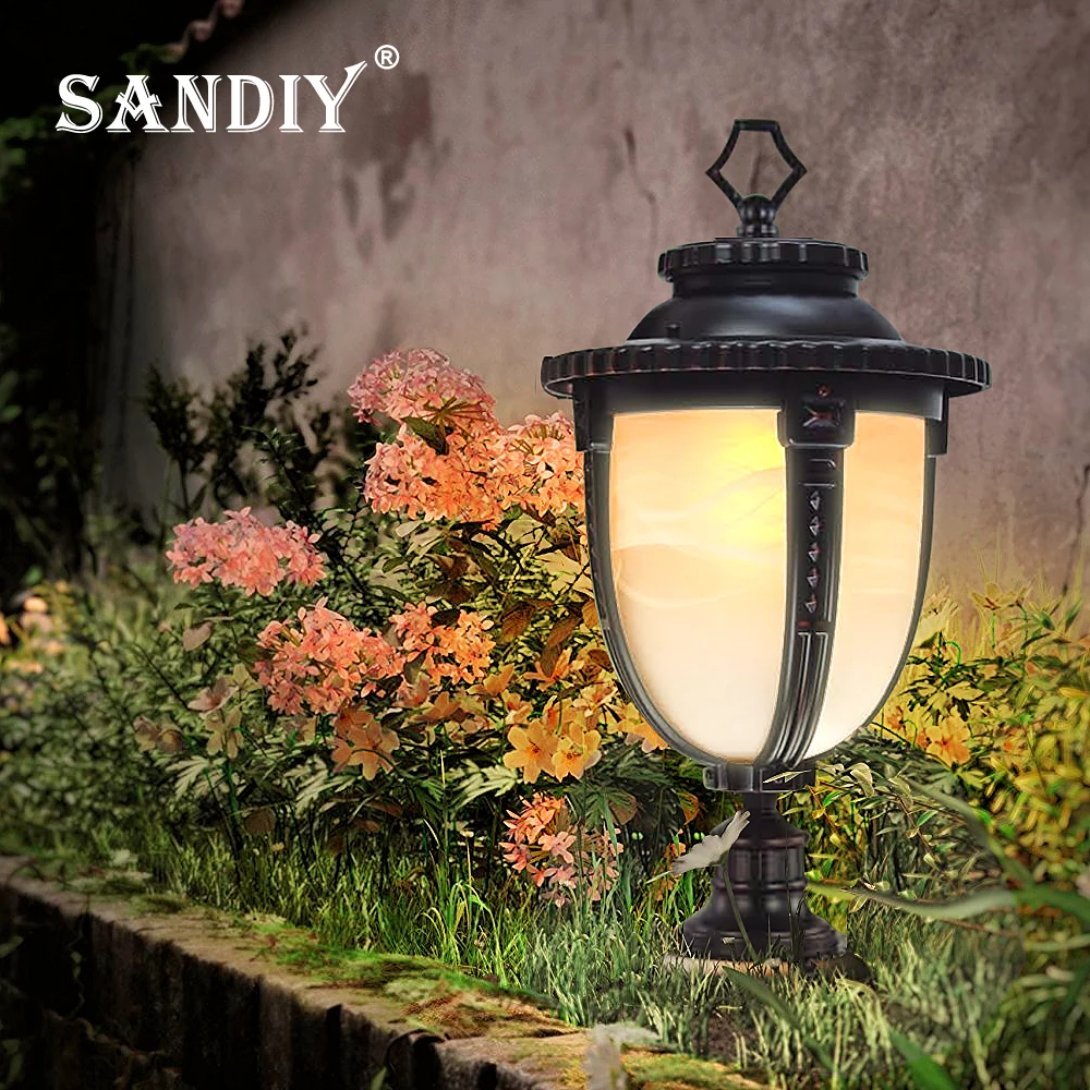 Outdoor Pillar Lamps Porch Wall Light Retro Standing Vintage Chandelier Led Lighting for House Gate Patio Aisle Exterior Sconce