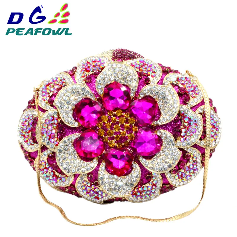 Evening Bag Clutch Luxury Floral Big Diamond Crystal Women Flower Day Clutch For Mom Gift Wedding Chain Purse Party Clutches1314