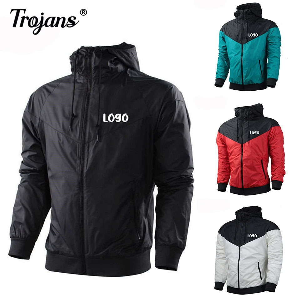 

Spring Autumn Custom Logo Design Men Jacket DIY Print Zipper Coat Windproof Waterproof Jacket Unisex Outdoor Patchword Jackets