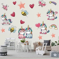 new cute cartoon unicorn butterfly bee wall stickers kids room living room bedroom wall decoration painting background poster