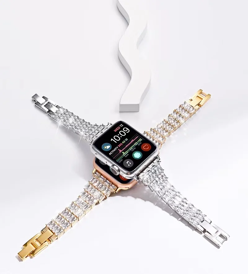 Luxury Metal Bracelet For Apple watch 45mm 41mm Women Diamond Stainless Steel Strap For iWatch UItra 8 7 6 5 4 SE 44mm 42mm 40mm