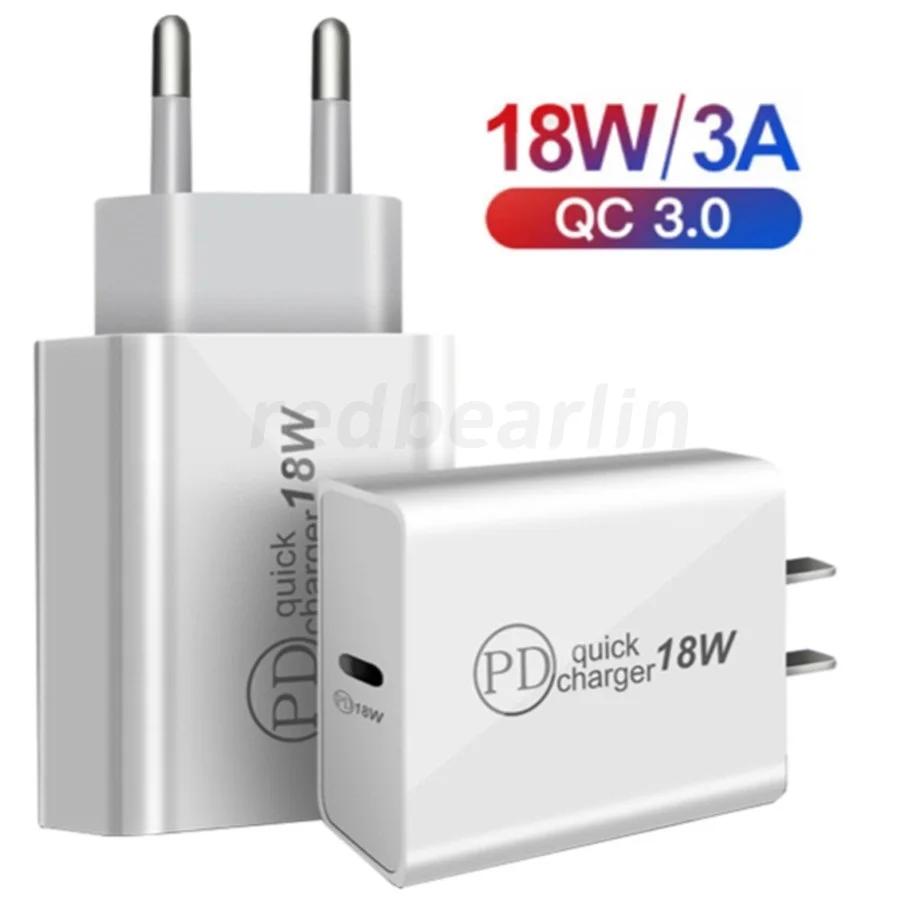 

10pcs 18W 3A Fast Quick Charging Type C PD USB-C AC Home Travel Wall Charger Power Adapters For Iphone 12 13 Htc Samsung pc