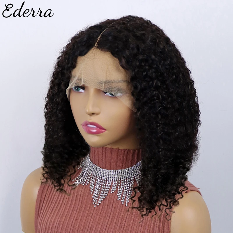 

Cheap Transparent 13x1 Lace Front Wig Deep Wave Wig Human Hair Wigs Pre Plucked Lace Closure Wig Bob Kinky Curly Brazilian Remy