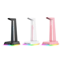 earphone display support stand with 2 usb audio port 2 rgb light modes desk headphone holder accessory