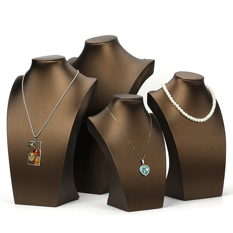 PU Lether Portrait Necklace Display Stand Holder Jewellry Mannequin Bust for Necklace Pendant Window Display 23cm~36cm Heigh