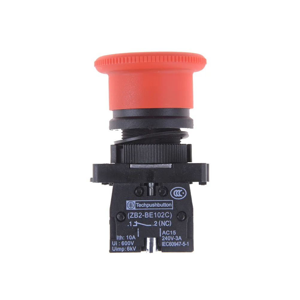 

600V Red Mushroom Emergency Stop Switch XB2-ES542 22mm NC N/C Push Button Switch For Arcade Game Machine 10A