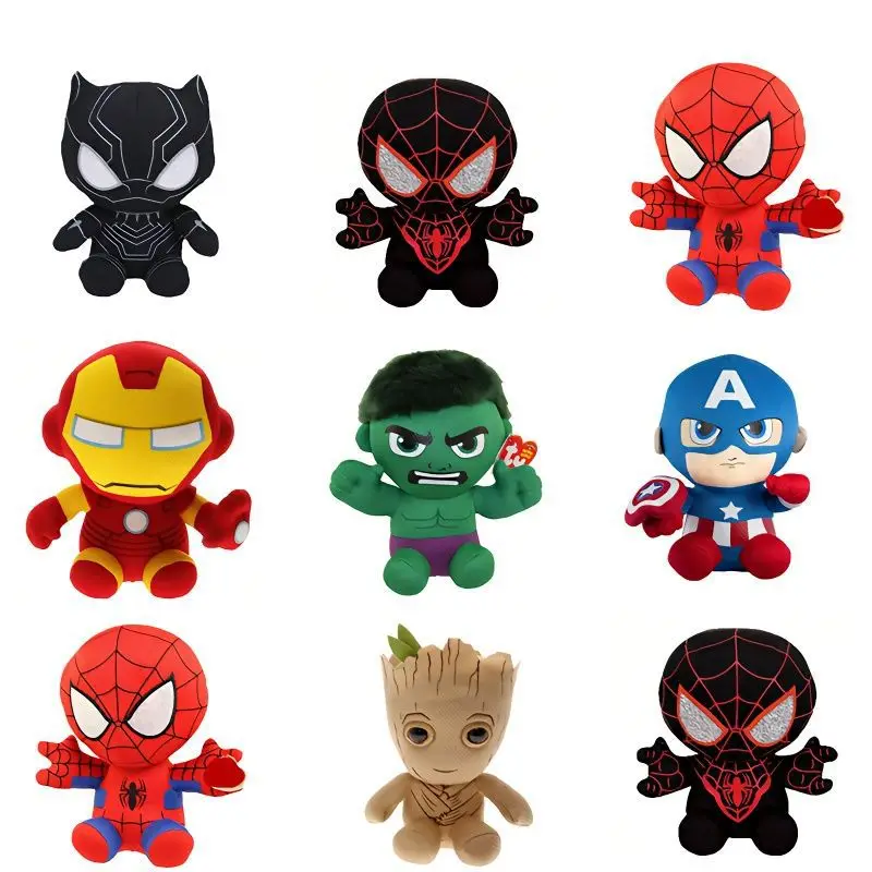 

15cm Marvel Superhero Plush Toy Avengers Spider Man Black Panther Cartoon Cute Doll Children's Birthday Christmas Gift