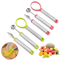 3 in 1 stainless steel fruit tool set fruit carving knife watermelon ball digging spoon practical kitchen carving separator tool