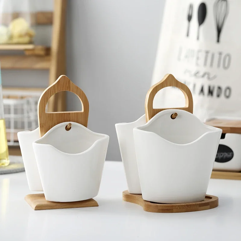 Стильный керамический органайзер для столовых приборов декоративные бамбуковые