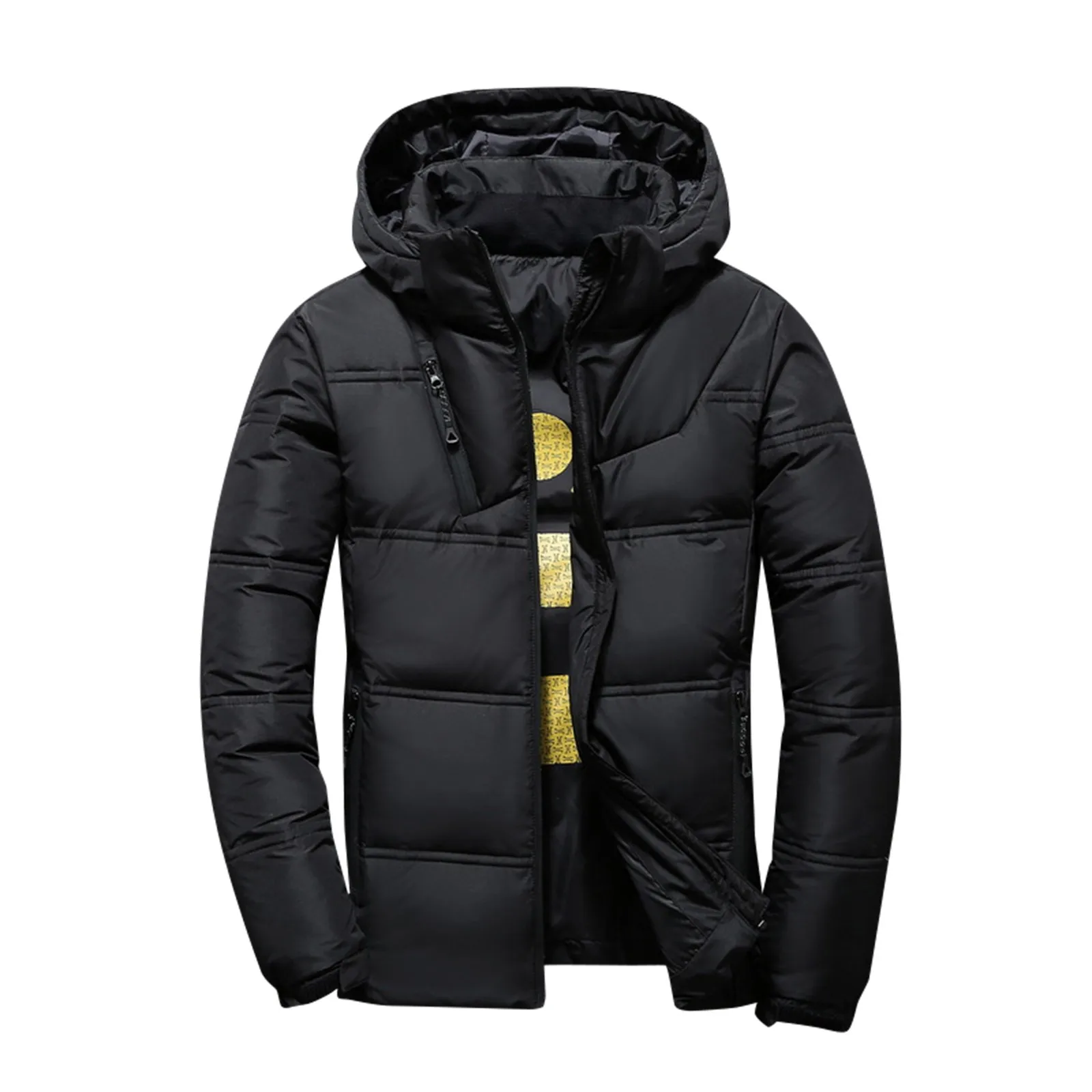 

Зимняя мужская куртка с капюшоном на молнии, утепленная теплая куртка, Мужская пуховая хлопковая плюшевая хлопковая куртка, куртки-бомберы