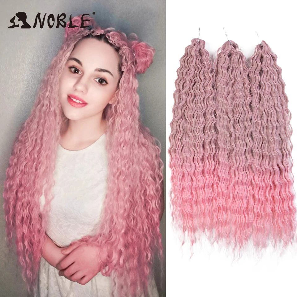 Noble Synthetic Hair Cosplay Water Wave 24Inch Twist Crochet Hair Braid Hair Ombre Blonde Pink Deep Wave Braiding Hair Extension