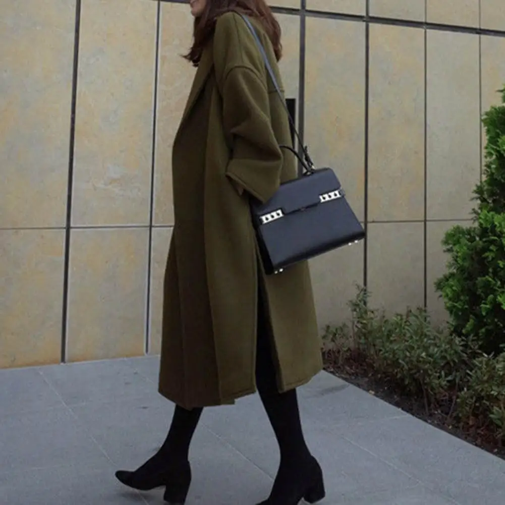 

Женское зимнее пальто с отложным воротником, однотонное