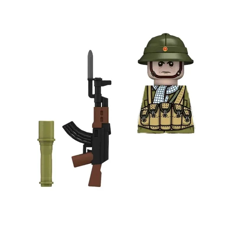Фото 2025MOC WW2 Война во Вьетнаме Военные солдаты Строительные блоки Вьетнамская американская армия Пехотные шлемы Оружие Кирпичи Игрушки для мальчиков №2