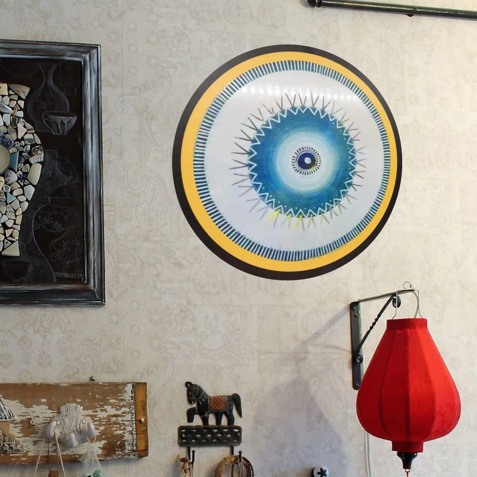 

Turkish Blue Evil Eye Wall Hanging Pendant Ornament Home Decor Acrylic Fengshui Craft with Round Eye Design Good Luck Gift