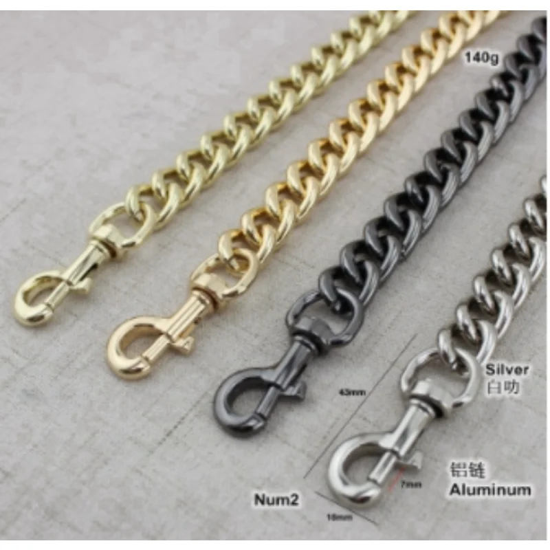 11mm 13mm Aluminum Chain Light Weight  Bags Strap Accessory Factory Quality  Metal Thick Chain Strap for Brand Strap Accessories