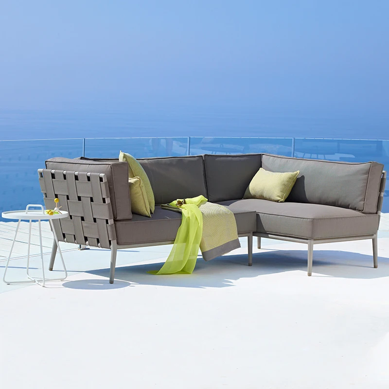 

Customized Nordic style outdoor sofa courtyard creative leisure cloth sofa combination balcony aluminum alloy custom furniture