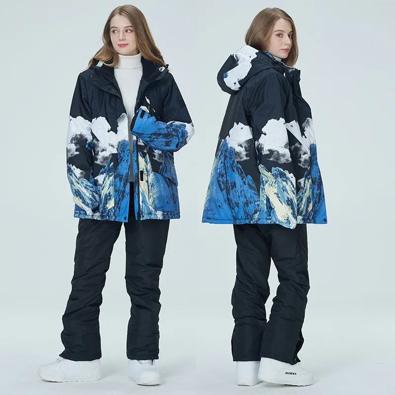 Womens Waterproof Ski Suit for Skiing Snowboarding Winter Outdoor Sports Warm Snowboard Jacket Bib Pants Set Brand