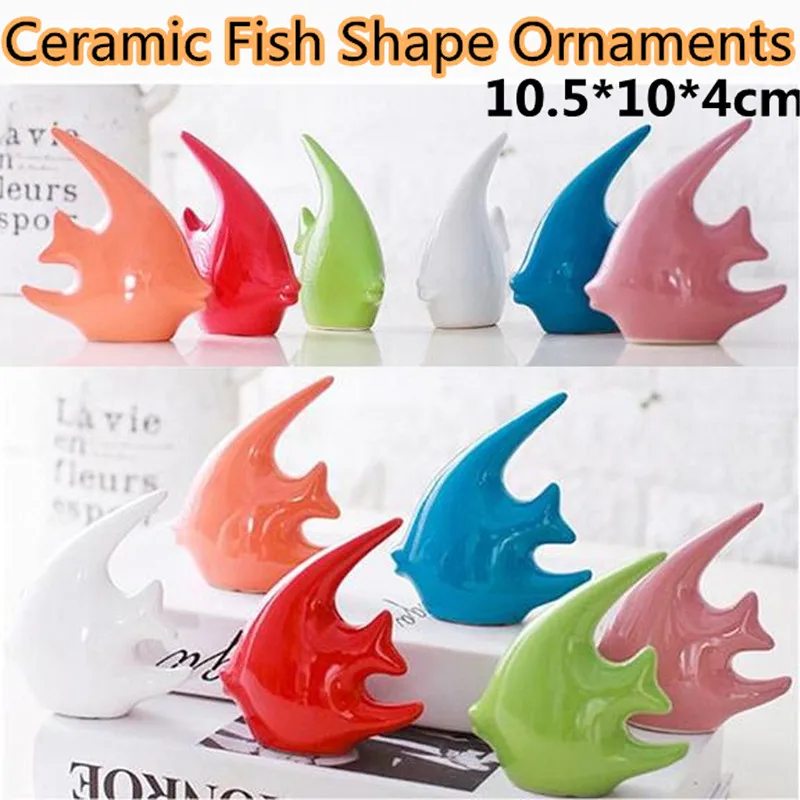 Ceramic Fish Shape Ornaments 10.5*10*4cm Porcelain Figurines Home Decor Animal Miniatures Decorative Cabinet Graceful As Gift