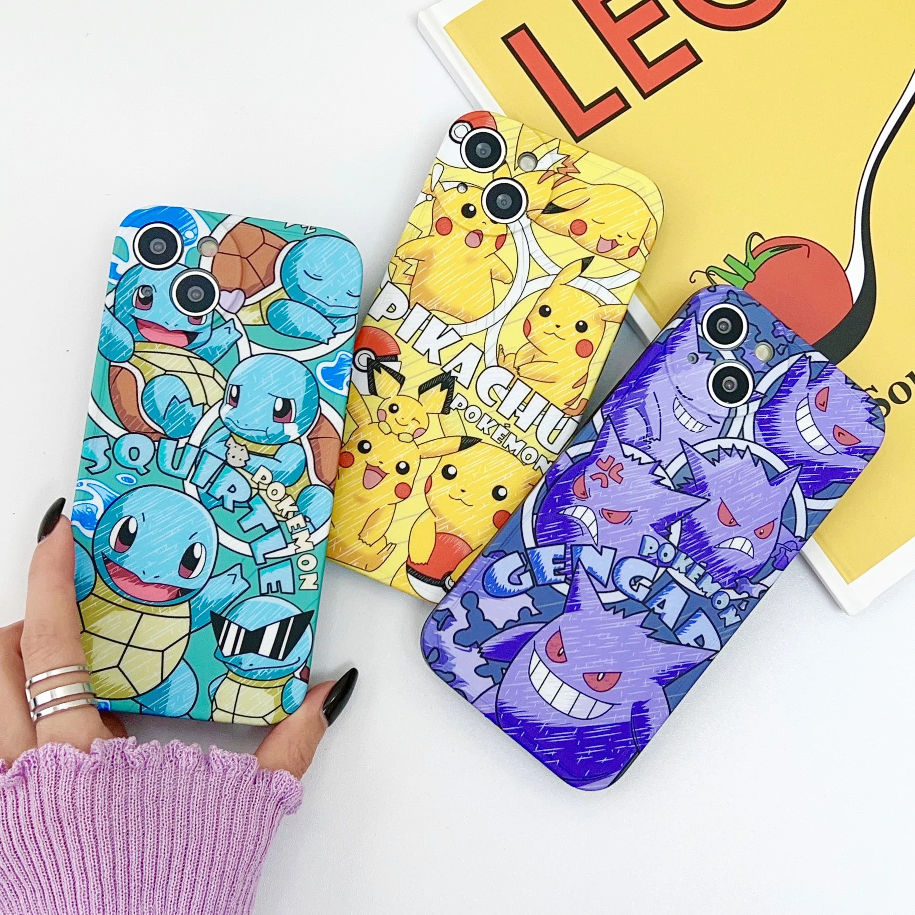 

Cartoon Pikachus Gengers Phone Case for Iphone 11 12 13 14 Pro Max Plus SE 2020 Tide Brand Soft Rubber Anti-fall