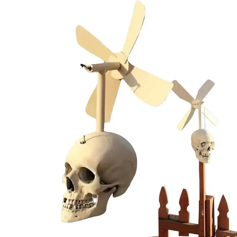 

Skull Spinner Skeleton Windmill Outdoor Metal Power Sculpture Iron Skull Statues Wind Spinner For Halloween Yard Lawn & Garden