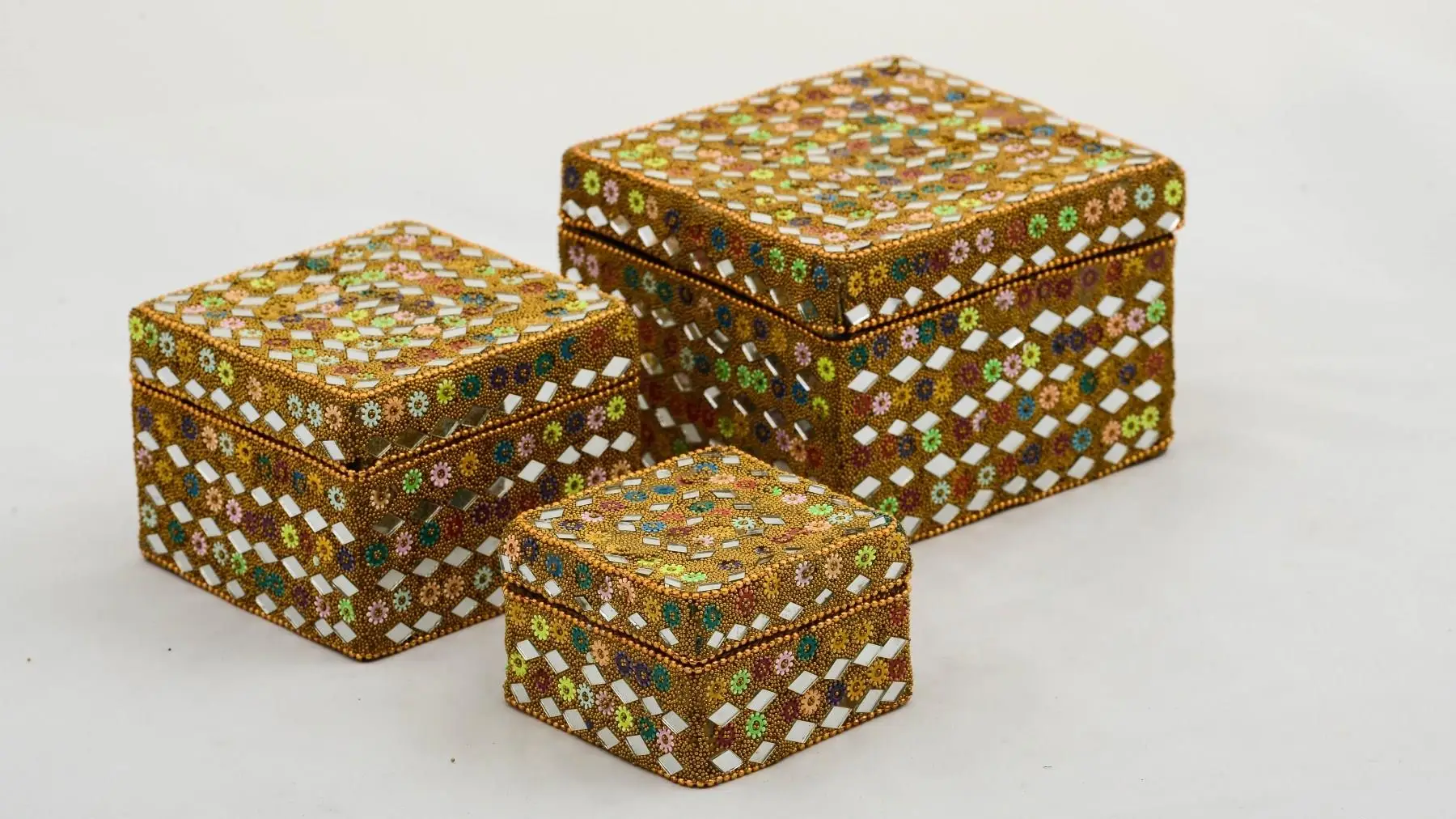 

Дизайнерский продукт, индийская зеркальная ручная работа, 3'Lü Alpaka Box