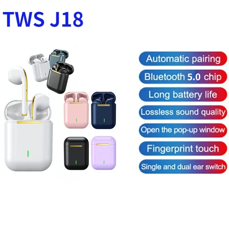

J18 TWS Wireless Fone Bluetooth Headphones With Microphone Earphones Gaming Music Headset HD Call Earbuds For Smartphones