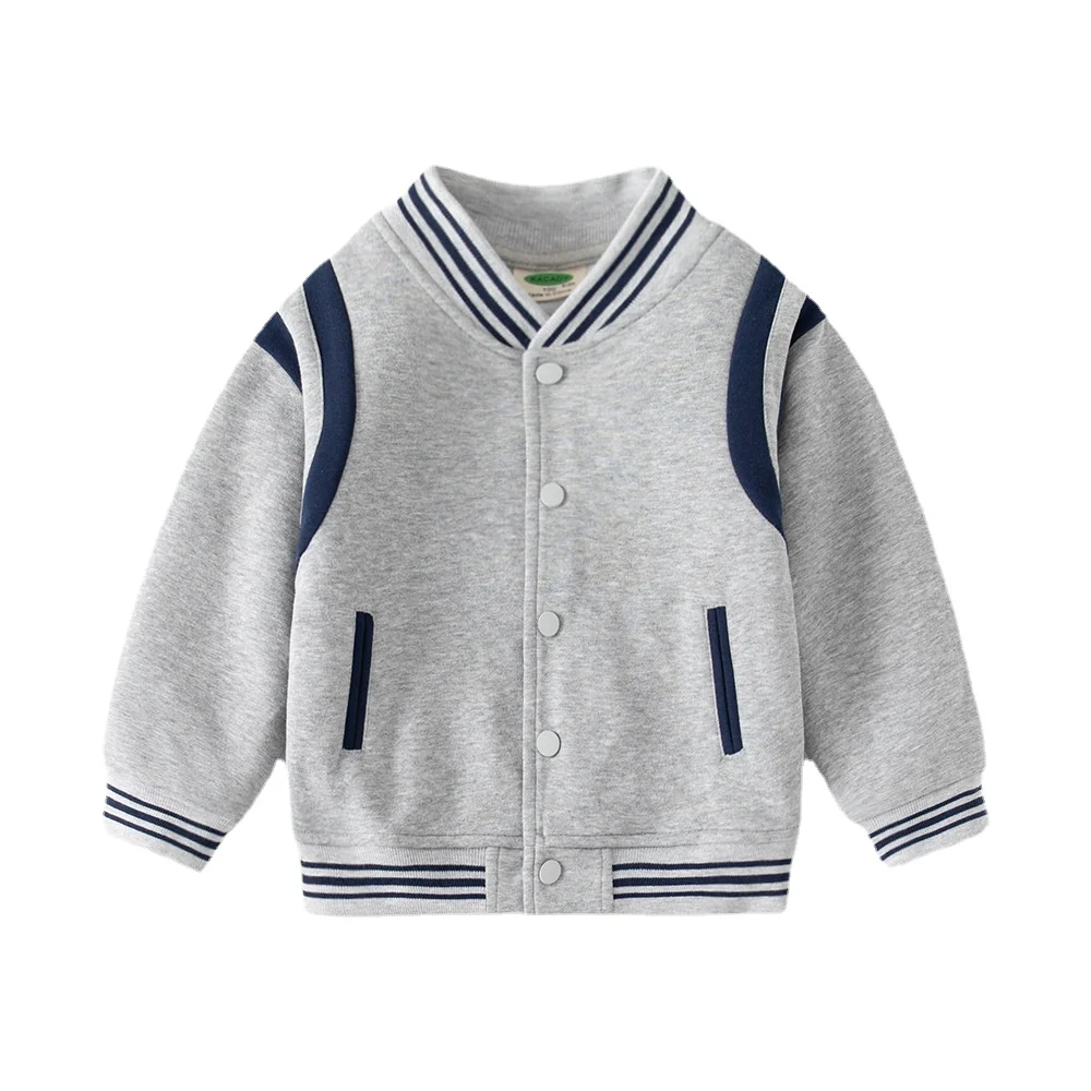 

2023 Spring Kids Boy's Baseball Jacket Knitted Long Sleeve Cotton Coat For 3-8Years Children Tops Quality Casual Clothes