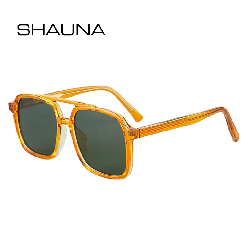 

Женские и мужские темные очки SHAUNA, квадратные солнцезащитные очки с двойной перемычкой и прозрачными градиентными линзами, UV400