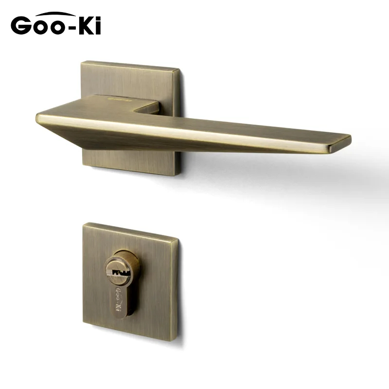 Goo-Ki Black Door Lock American Style Bedroom Handle Anti-theft Anti-rust Interior Green Bronze with Key | Обустройство дома