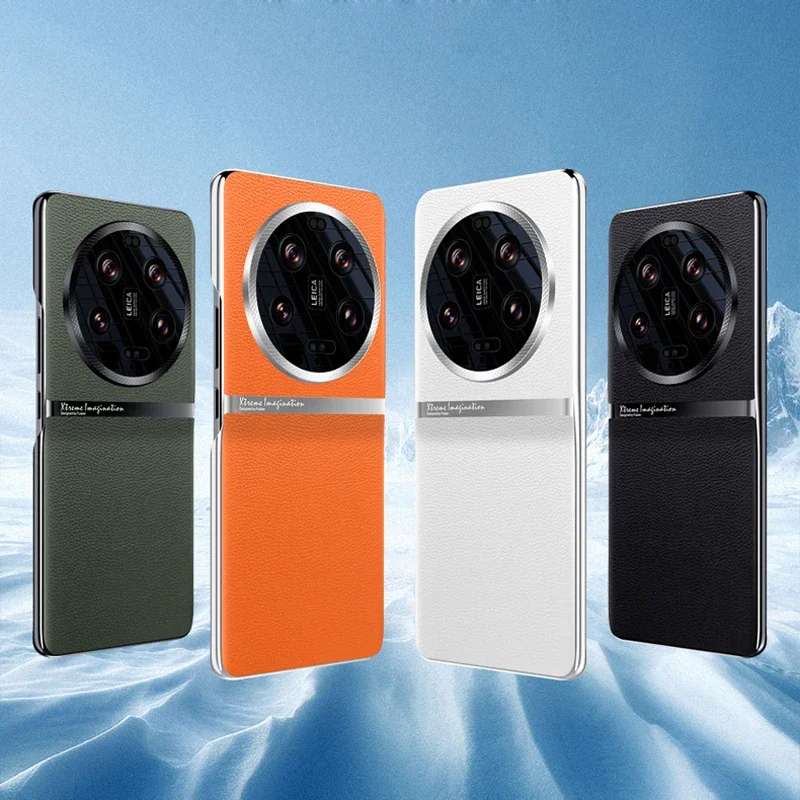 

For Xiaomi 13 Ultra Case Luxury Plain PU Leather + Electroplating Frame Camera Protection Cover for Xiaomi Mi 13 Ultra ケース