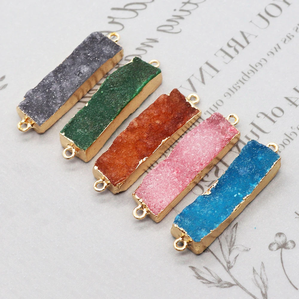 

Rectangle Druzy Crystal Pendants Natural Stone Connector Jewelry DIY Making Necklace Bracelets Accessories Drusy Crystal Charms