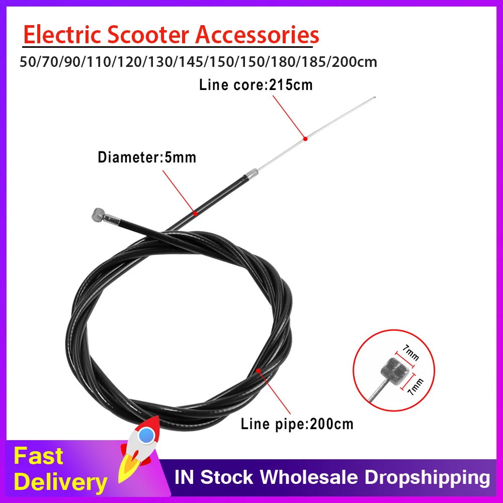 From 50cm to 200cm Brake Cable Length Stainless Steel with Housing Universal for Electric scooter Cycling Mountain Bike Bicycle