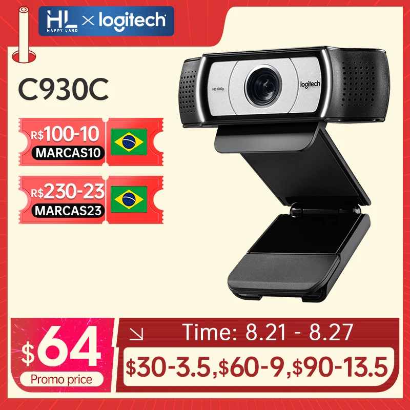 Веб-камера Logitech C930E/C930C со встроенным микрофоном и штативом, 1080P, 30 кадров в секунду