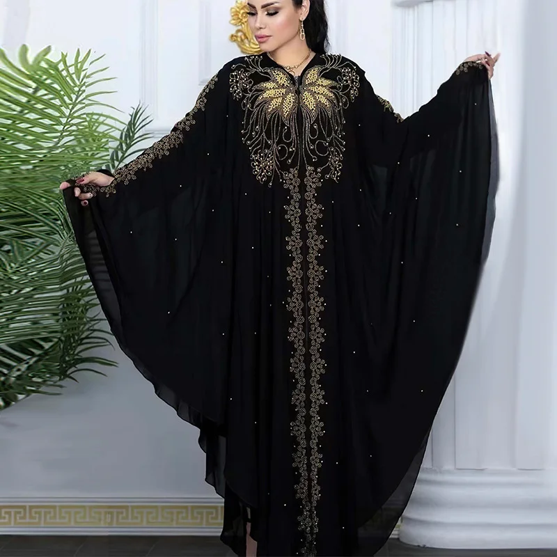Plus Size African Party Dresses for Women Chiffon Boubou Dashiki Ankara 2 PCS Set Outfit Dubai Kaftan Abaya Robe Djellaba Femme