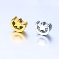 2pcs star moon celestial spacer beads stainless steel gold plated small hole beads for diy necklace bracelet jewelry making