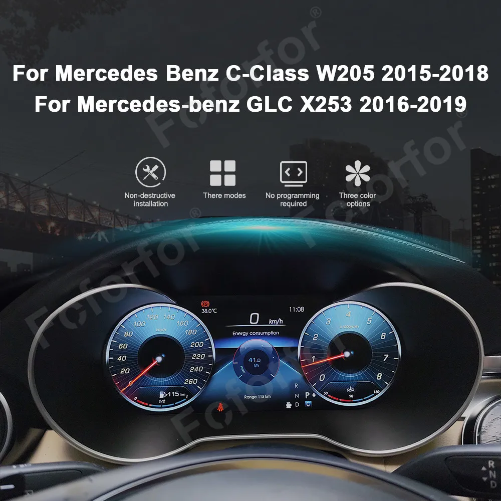 Фото 12,3-дюймовая ЖК-дисплей для Mercedes-Benz GLC X253 2016-2019, Plug and Play, ЖК-одометр, автозапчасти, виртуальная цифровая кластерная кабина №2