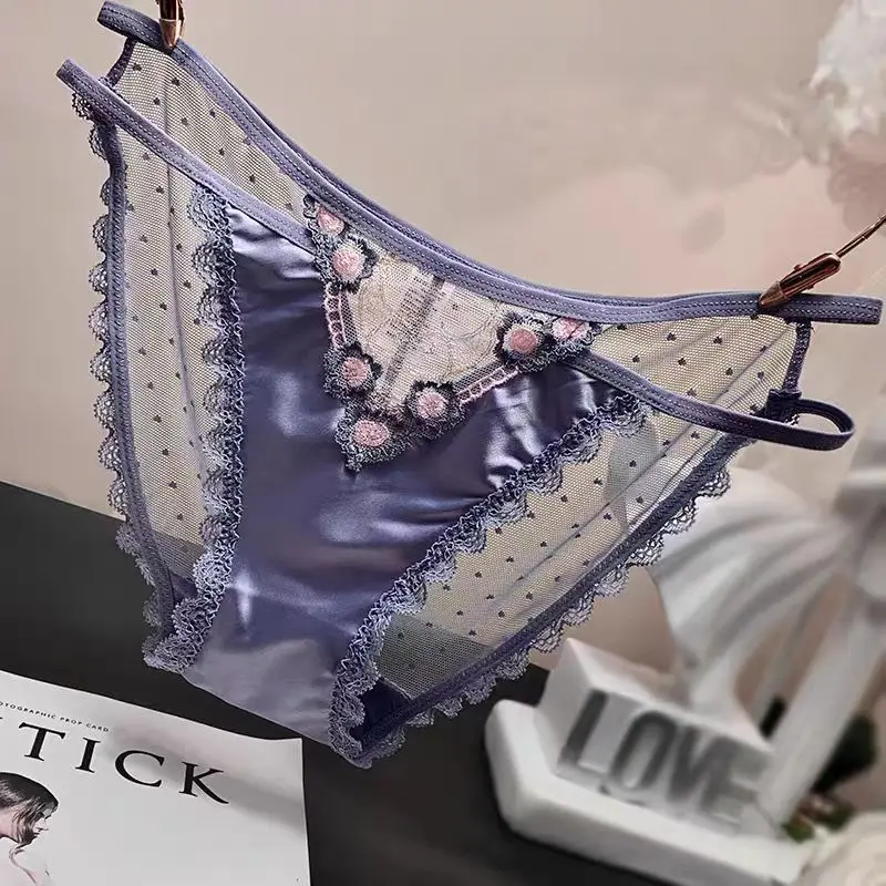 Трусы женские из атласной ткани средней и яркой прозрачной хлопковой