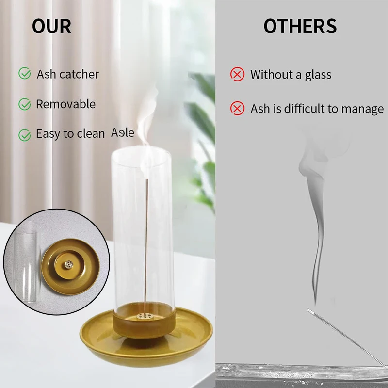 Держатель для благовоний палочек съемный стеклянный Ловец ясеня безвредная