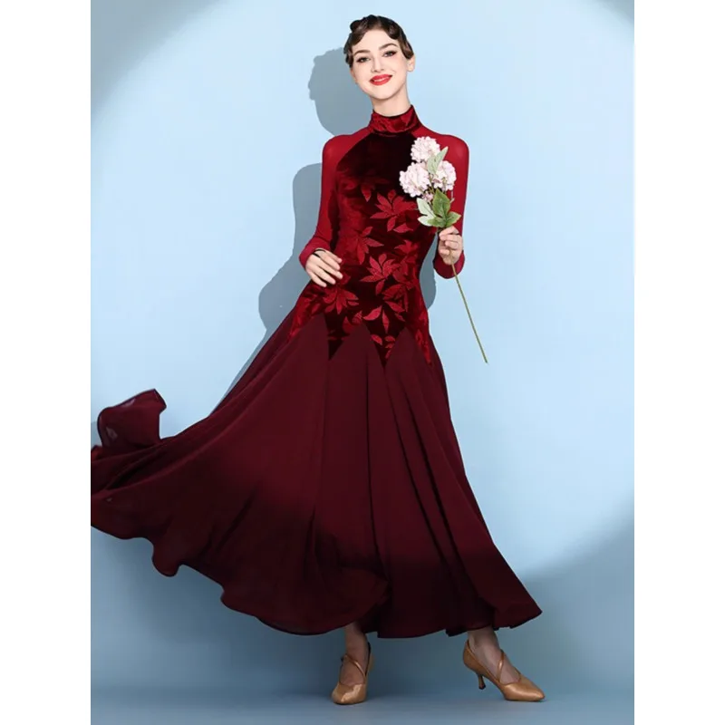 Платье для современных танцев с бархатным принтом модель 2124 года стандартное