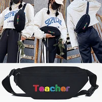 2022 cute teacher print waist bag cartoon men fanny pack women shoulder belt bag fashion travel phone pouch chest bag coin purse